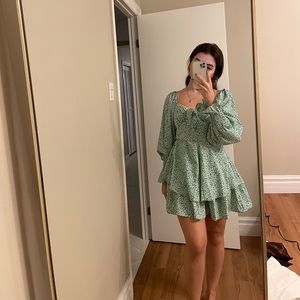 FashionNova Green Flower Dress